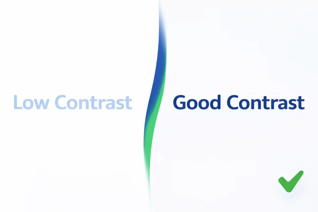 Poor contrast between text and background
