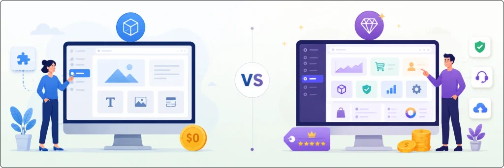 Gratis kontra betalte CMS plattformer